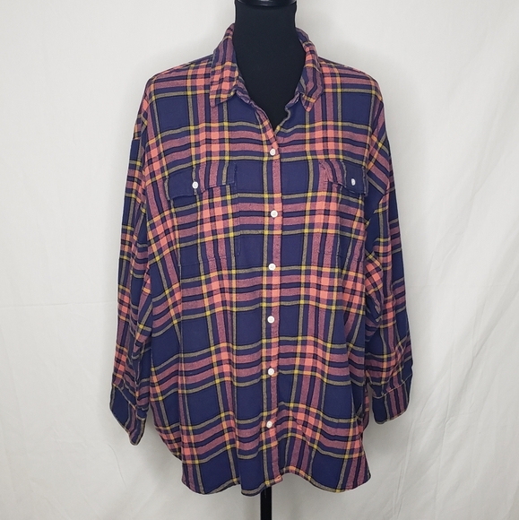 Old Navy Tops - Old Navy The Boyfriend 100% Cotton Flannel Button Up Shirt Size XXL Western